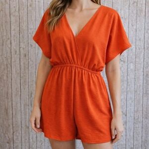 Women's Emma & Michele Orange Romper Size S